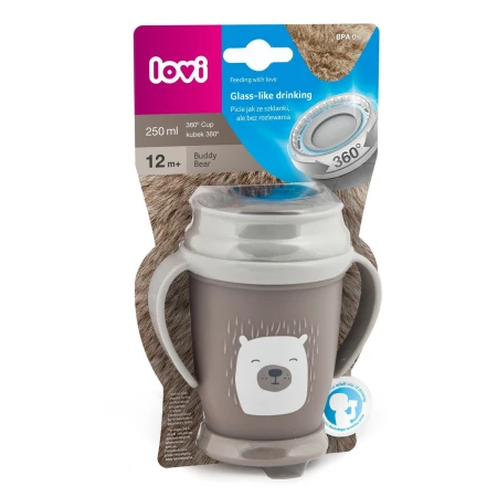 LOVI Bicchiere 360 JUNIOR 250 ml (mesi 12+) -  BUDDY BEAR  Boy  & Girl