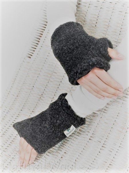grigio OULII Guanto guanti guanti senza dita in lana Guanti a maglia caldo inverno lana maglia guanti senza dita convertibili con copertura Mitten regalo di Natale per donne ragazze 