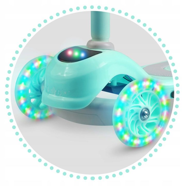 Monopattino Piko Menta Pieghevole (illuminazione a led colorata per ruote, pedana e pannello frontale)
