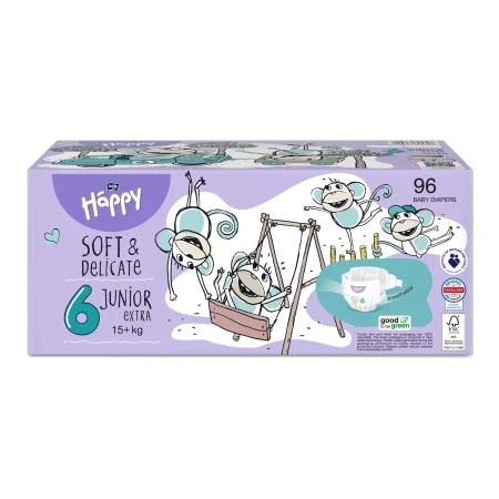 TG.6 BOX Pannolini Happy (15+kg) JUNIOR EXTRA 48pz x 2 = 96pz