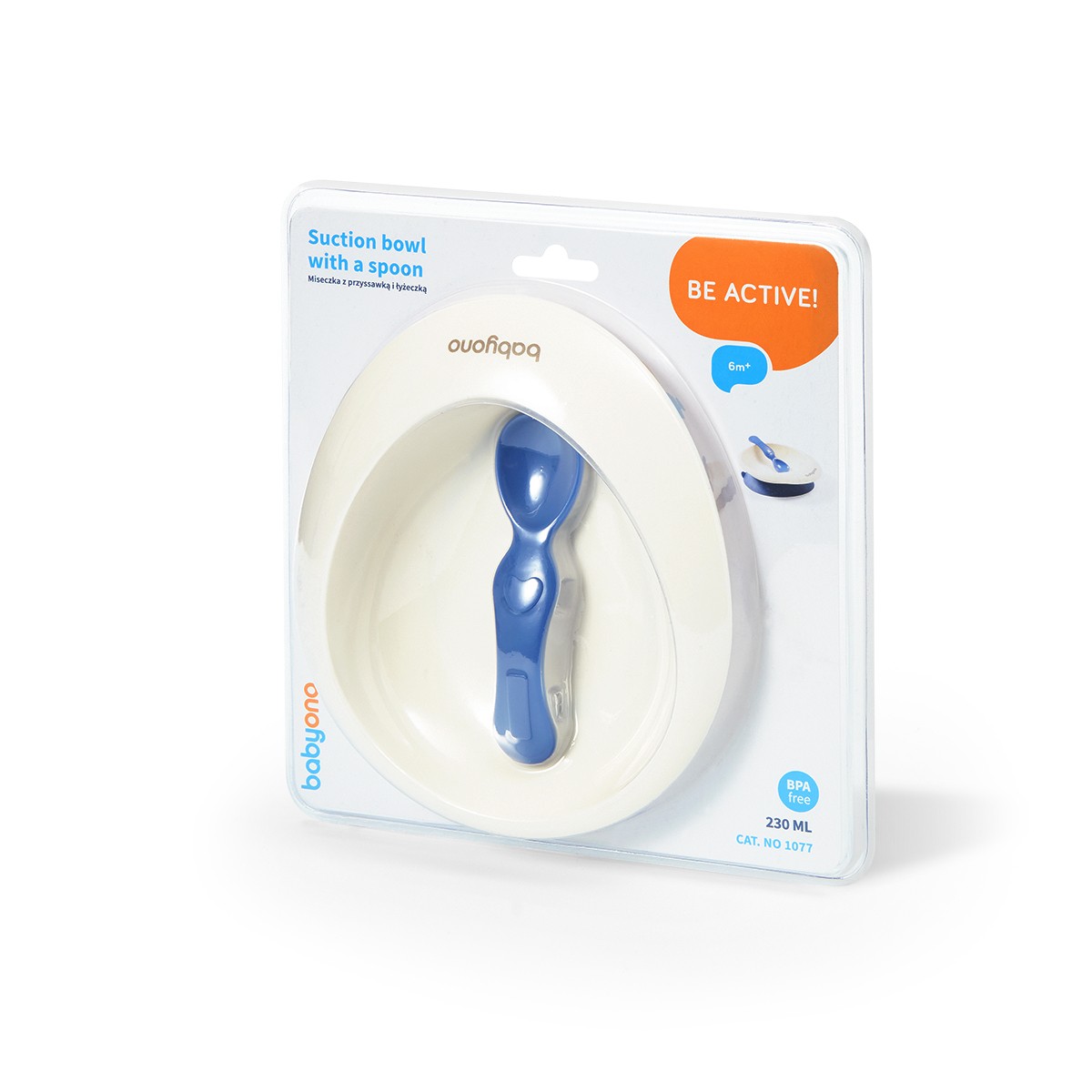 Ciotola con ventosa e cucchiaio blu- Babyono