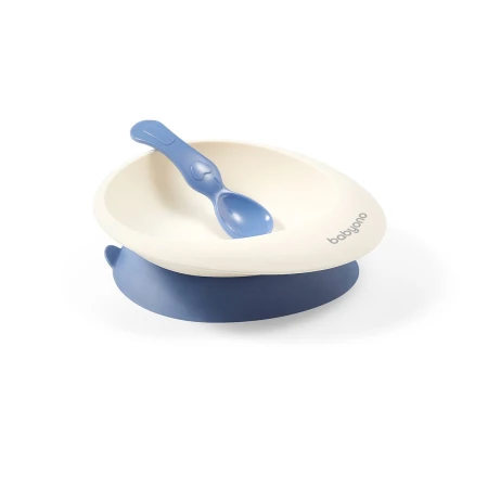 Ciotola con ventosa e cucchiaio blu- Babyono